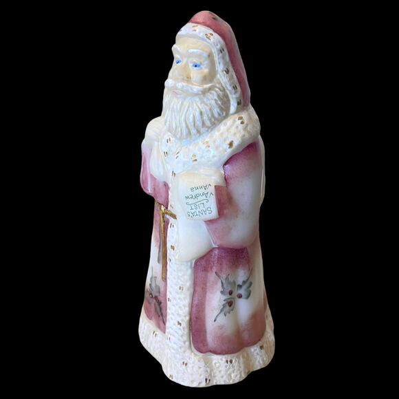 FENTON Glass SANTA FIGURINE 8" Santas List Limited Edition Signed Numbered Pink - Picture 6 of 8